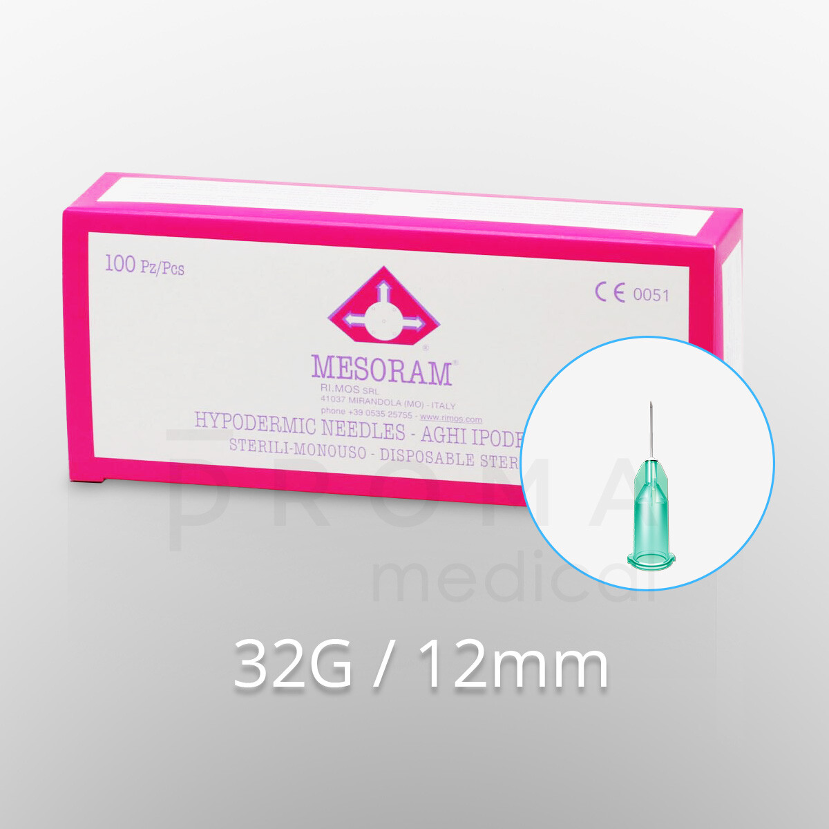 Mesoram Mikro-Injektionsnadeln, 33G / 12mm, 100Stk.