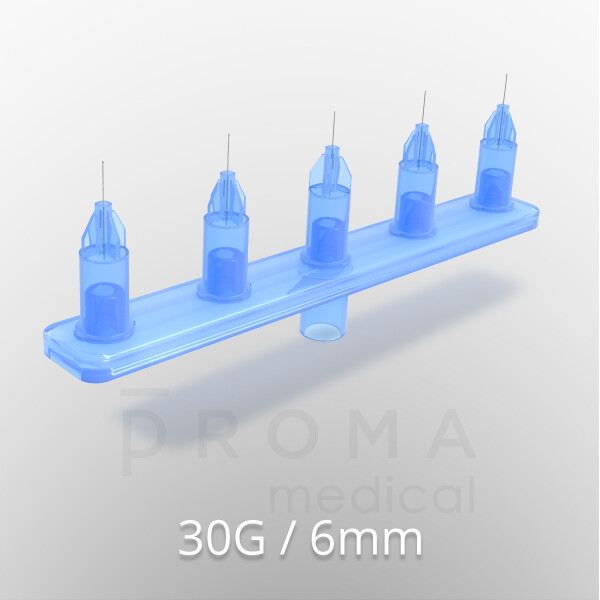 Mesoram Multi-Injektoren mit Mikro-Injektionsnadeln, Linear, 5-fach, 30G / 6mm, 36Stk.