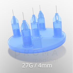 Mesoram multi injector plates with micro-injection needles, circular, 5-fold, 27G / 4mm, 36pcs.