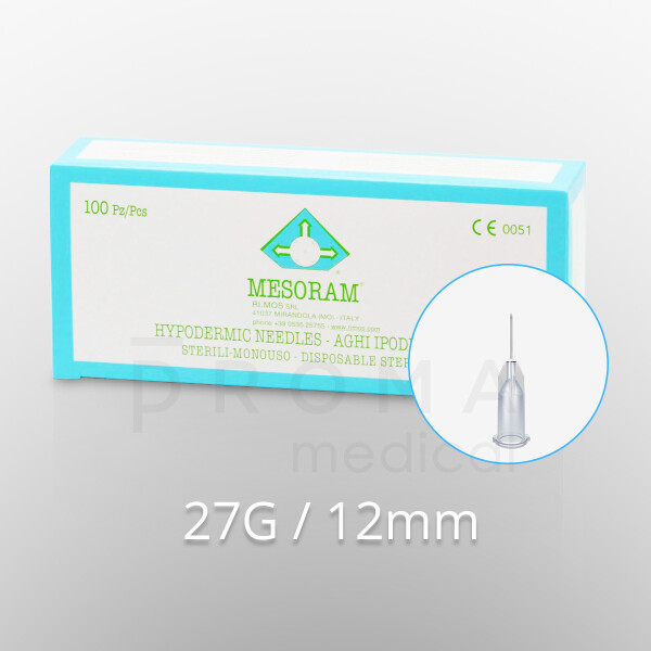 Mesoram Mikro-Injektionsnadeln, 27G / 12mm, 100Stk.