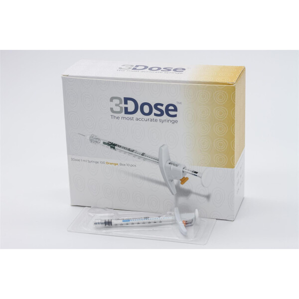 3Dose Fein-Dosierspritzen, 100 Orange, 1ml, 10 Stk.
