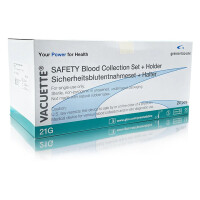 Saftey Blood Collection Set + Holder (Butterfly Komplettset, mit Röhrchenhalter), 21G, 35pcs