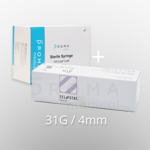 Proma inject LDS Injektionssystem, 31G, 4mm, 1 Kombi-Paket mit je 100 Stück